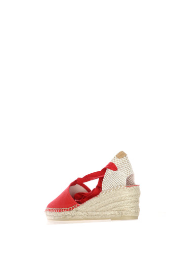 Espadrillas orginale in cotone nero, panna, rosso allacciata a caviglia - 12