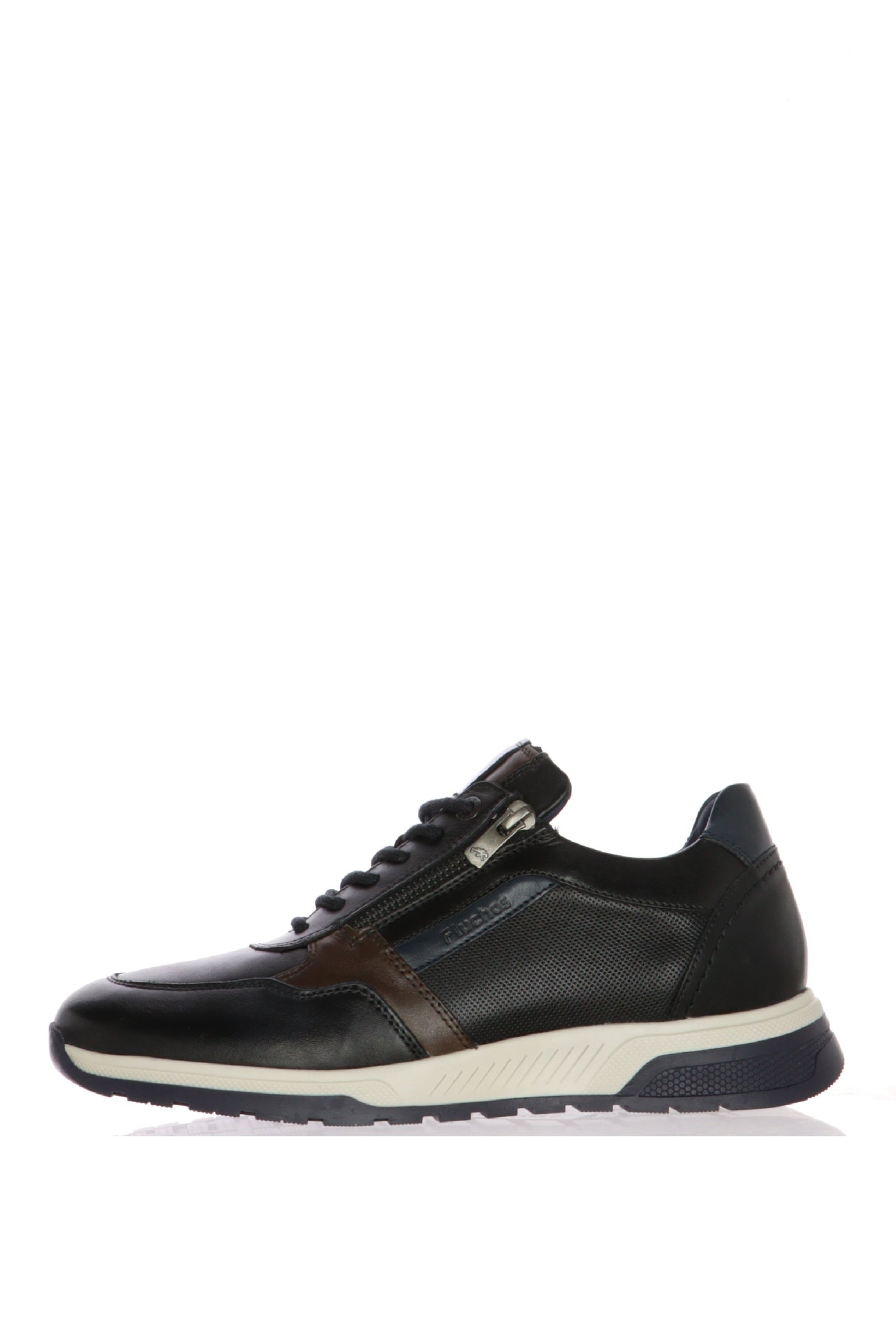 Sneakers nera sportiva con lacci e cerniera