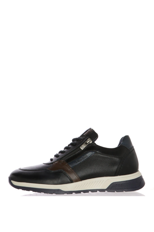 Sneakers nera sportiva con lacci e cerniera - 1