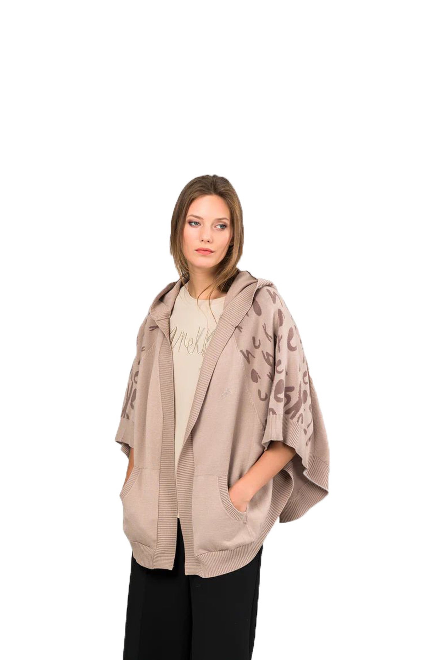 Giacca stile poncio beige Anekke