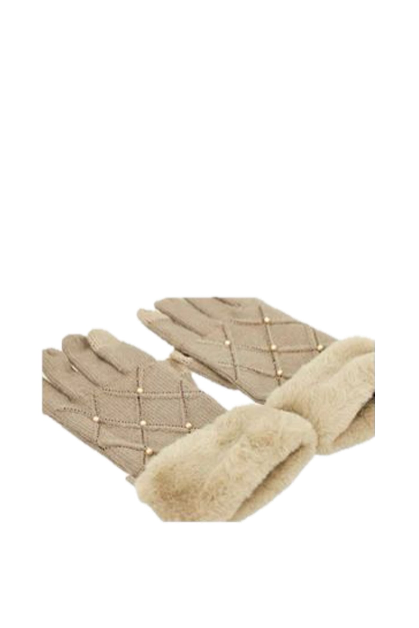 Guanti in maglia beige con particolari Anekke 2