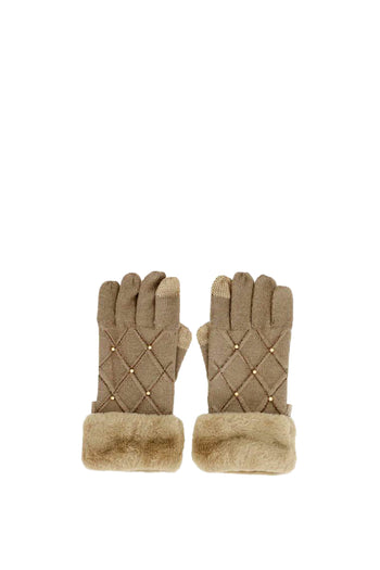 Guanti in maglia beige con particolari Anekke - 4