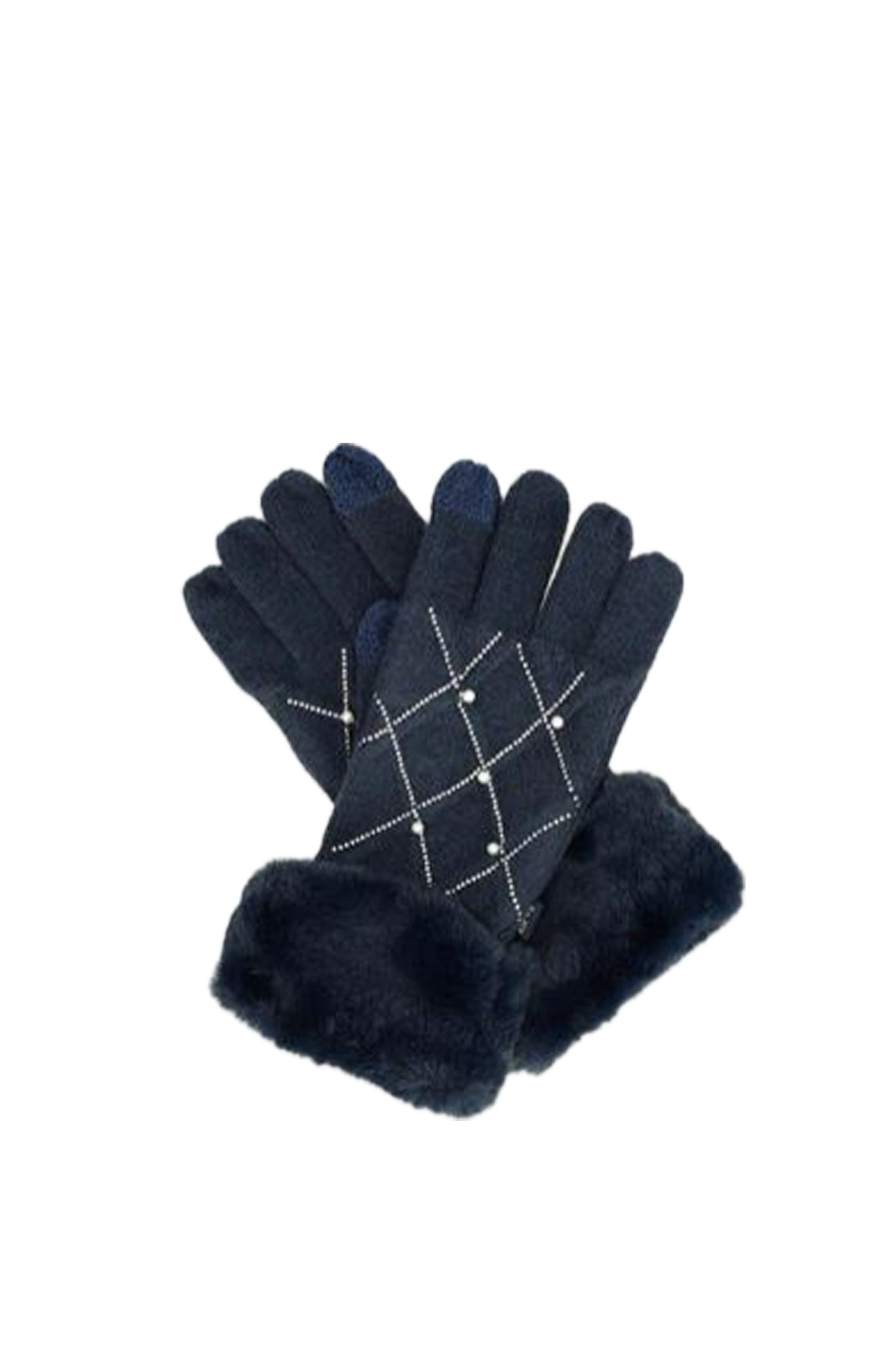 Guanti in maglia beige con particolari