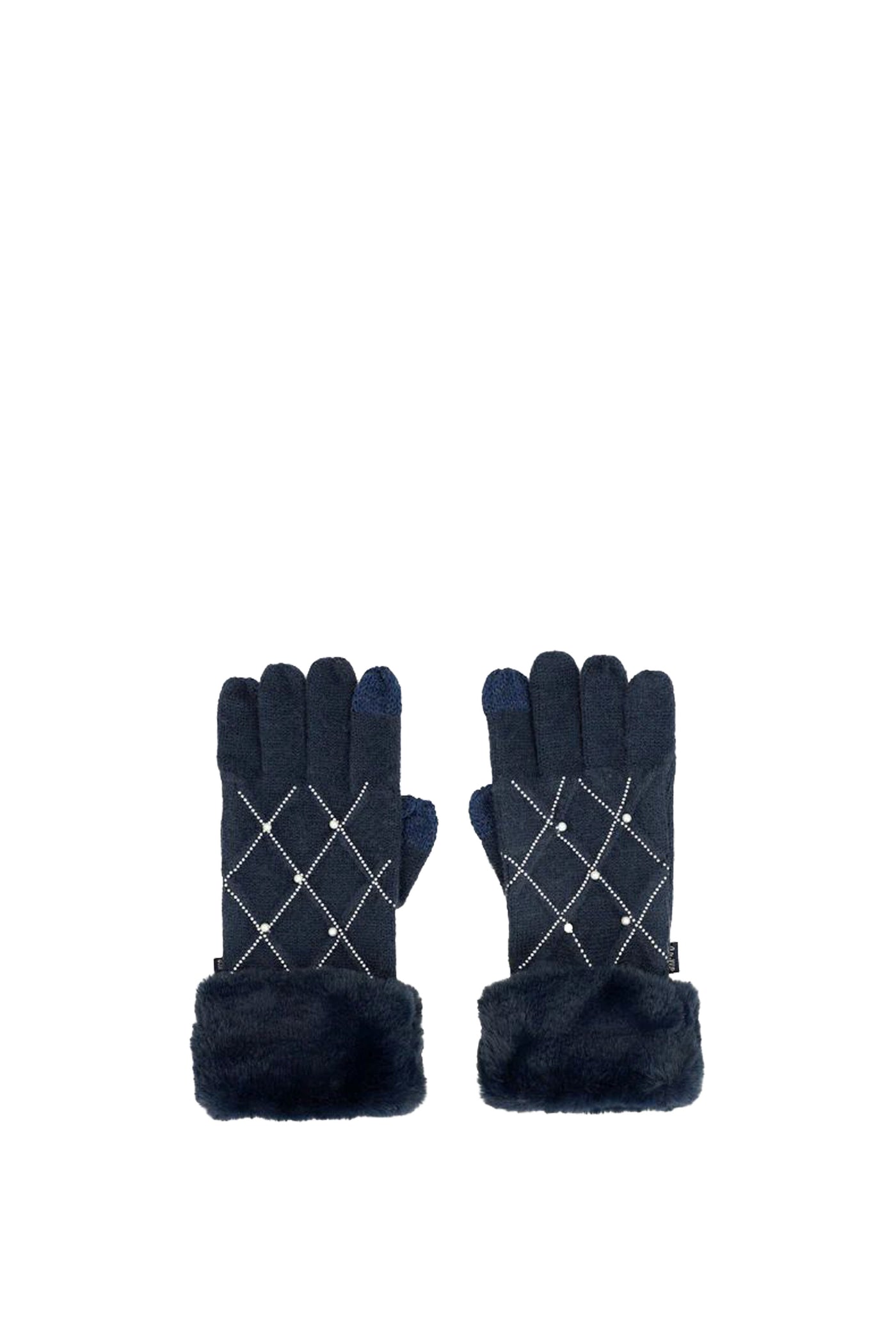 Guanti in maglia beige con particolari 2