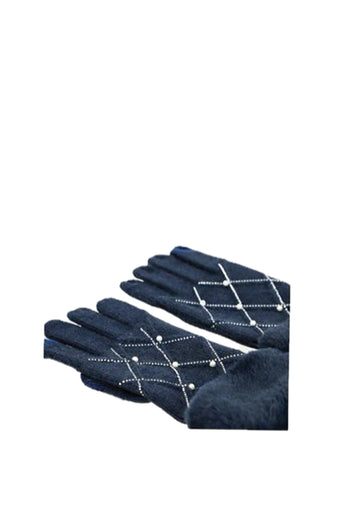 Guanti in maglia beige con particolari - 4