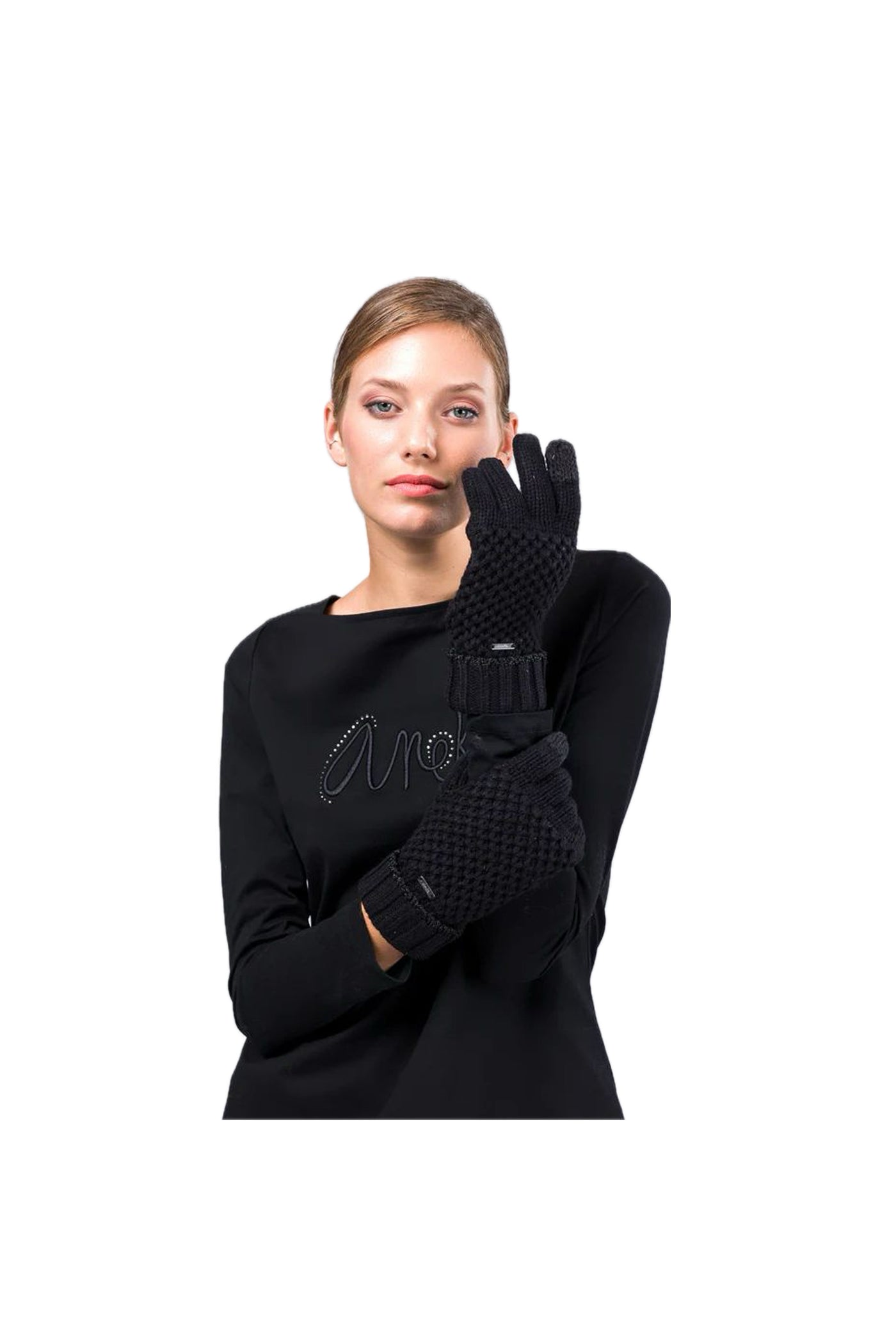 Guanti in maglia neri Anekke
