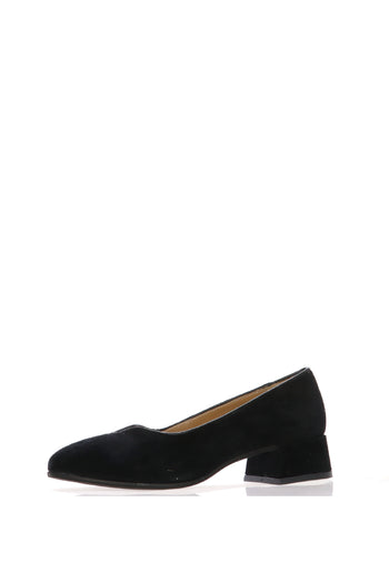 Decolletè in camoscio nero con tacco basso Soffice Sogno - 3