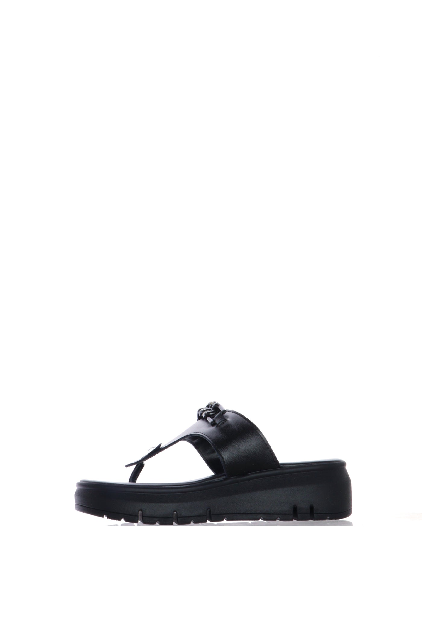 Sandalo scalzato infradito in pelle nero
