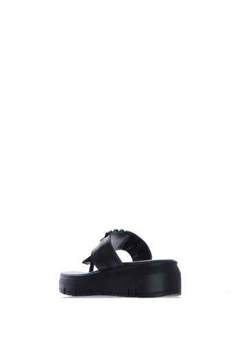 Sandalo scalzato infradito in pelle nero - 4