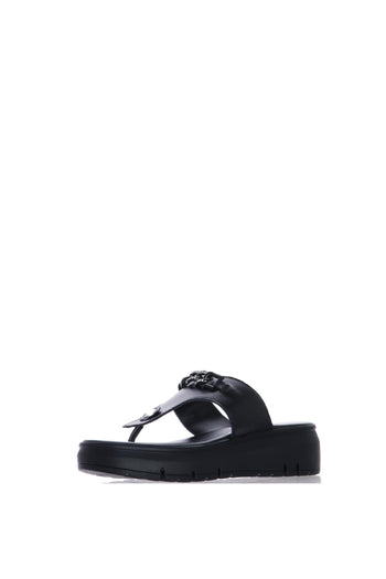 Sandalo scalzato infradito in pelle nero - 3