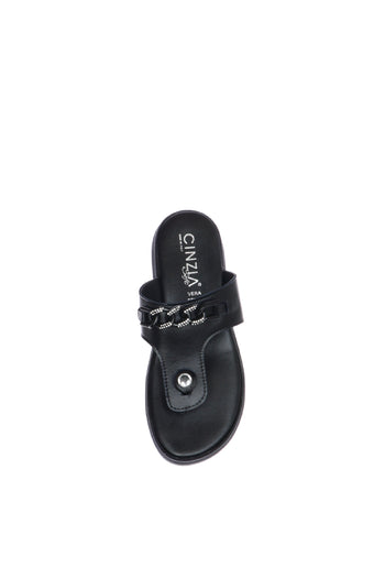Sandalo scalzato infradito in pelle nero - 6