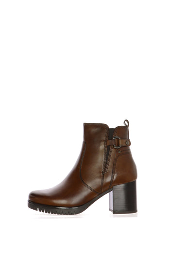 Stivaletto in pelle marrone e nero con tacco chiusura cerniera Cinzia Soft - 3