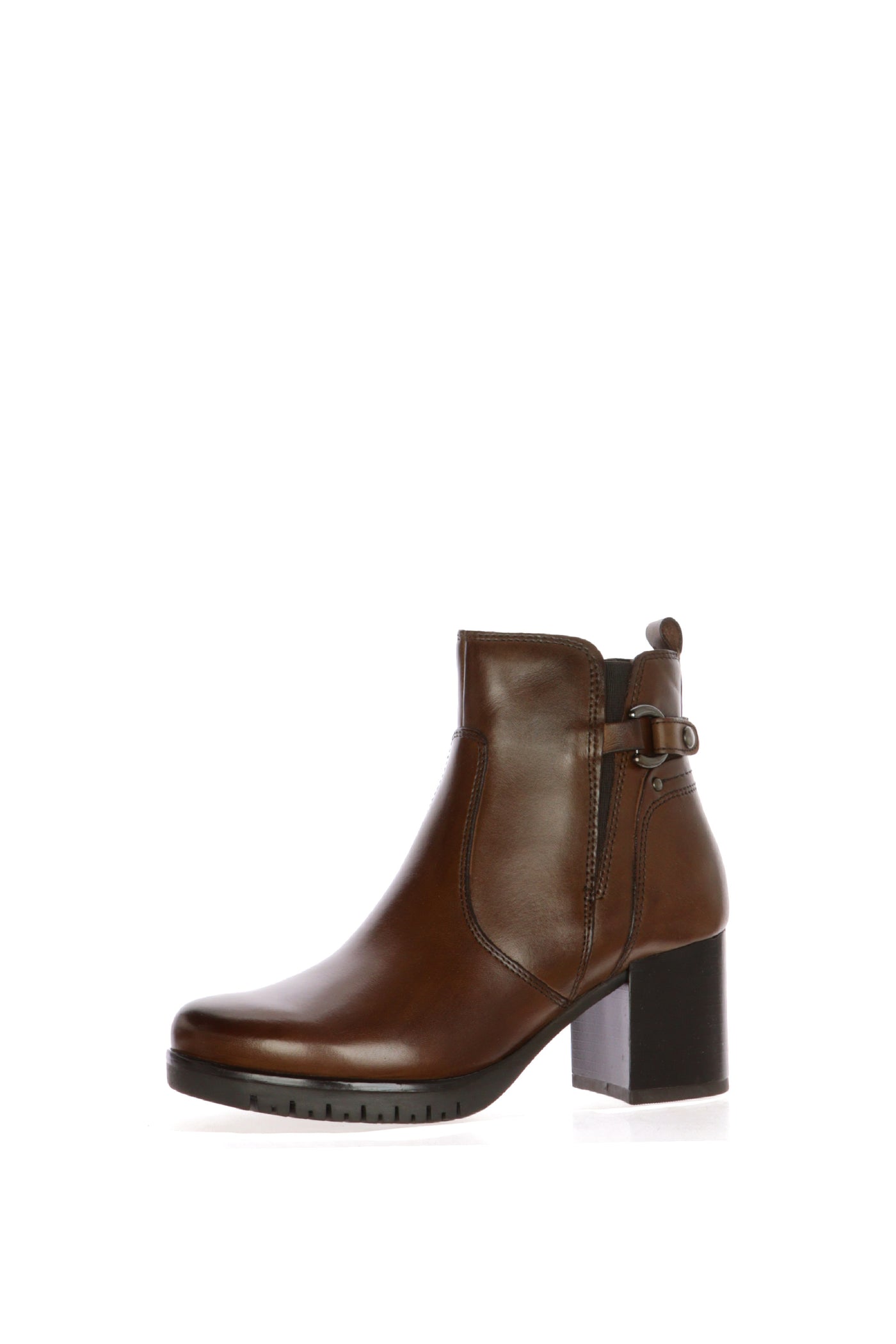 Stivaletto in pelle marrone e nero con tacco chiusura cerniera Cinzia Soft