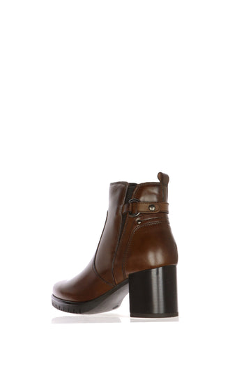 Stivaletto in pelle marrone e nero con tacco chiusura cerniera Cinzia Soft - 8