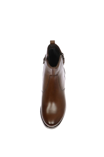 Stivaletto in pelle marrone e nero con tacco chiusura cerniera Cinzia Soft - 6