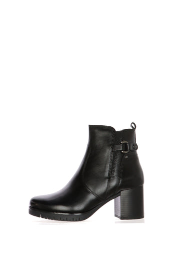 Stivaletto in pelle marrone e nero con tacco chiusura cerniera Cinzia Soft - 4