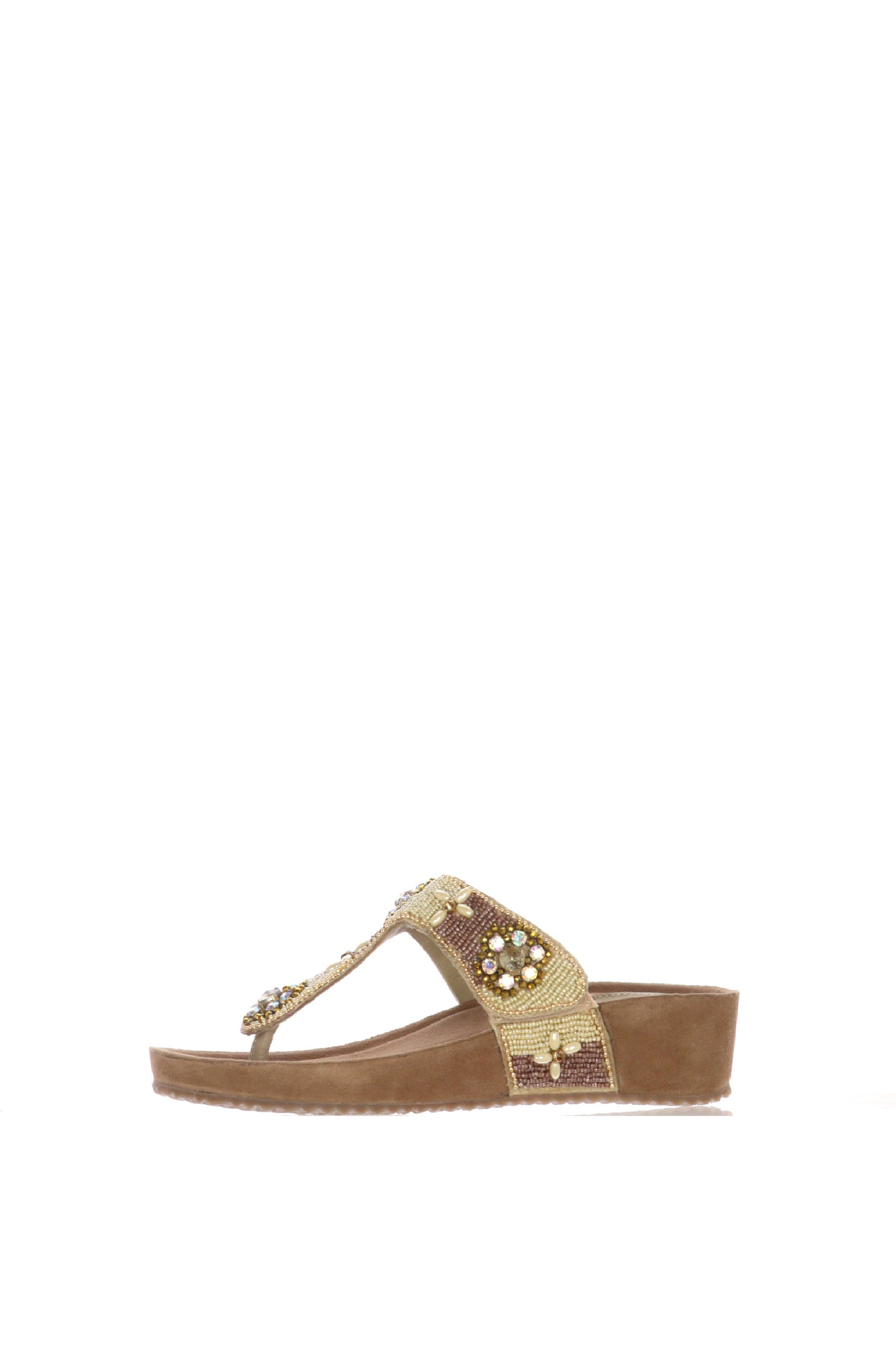 Sandalo scalzato infradito beige e nero