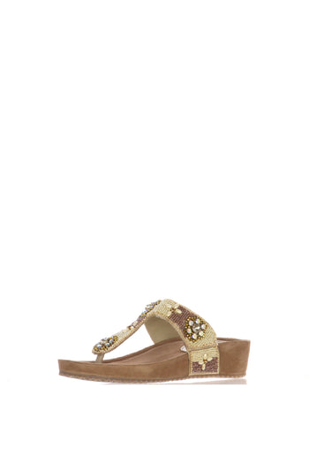 Sandalo scalzato infradito beige e nero - 4