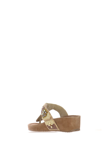 Sandalo scalzato infradito beige e nero - 6