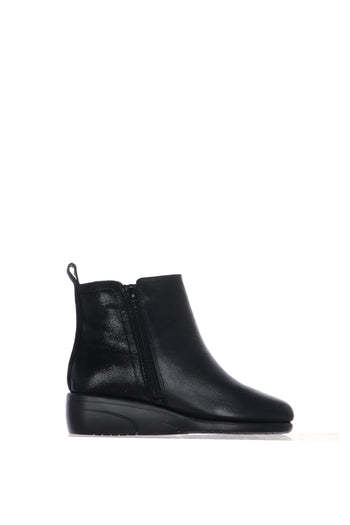 Stivaletto nero e marrone in pelle morbida zeppa bassa - 6