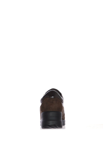 Sneaker marrone con lacci e cerniera in pelle e camoscio plantare estraibile - 5
