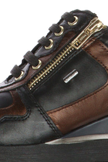 Sneakers in pelle nero  con lacci e cerniera Cinzia Soft - 7