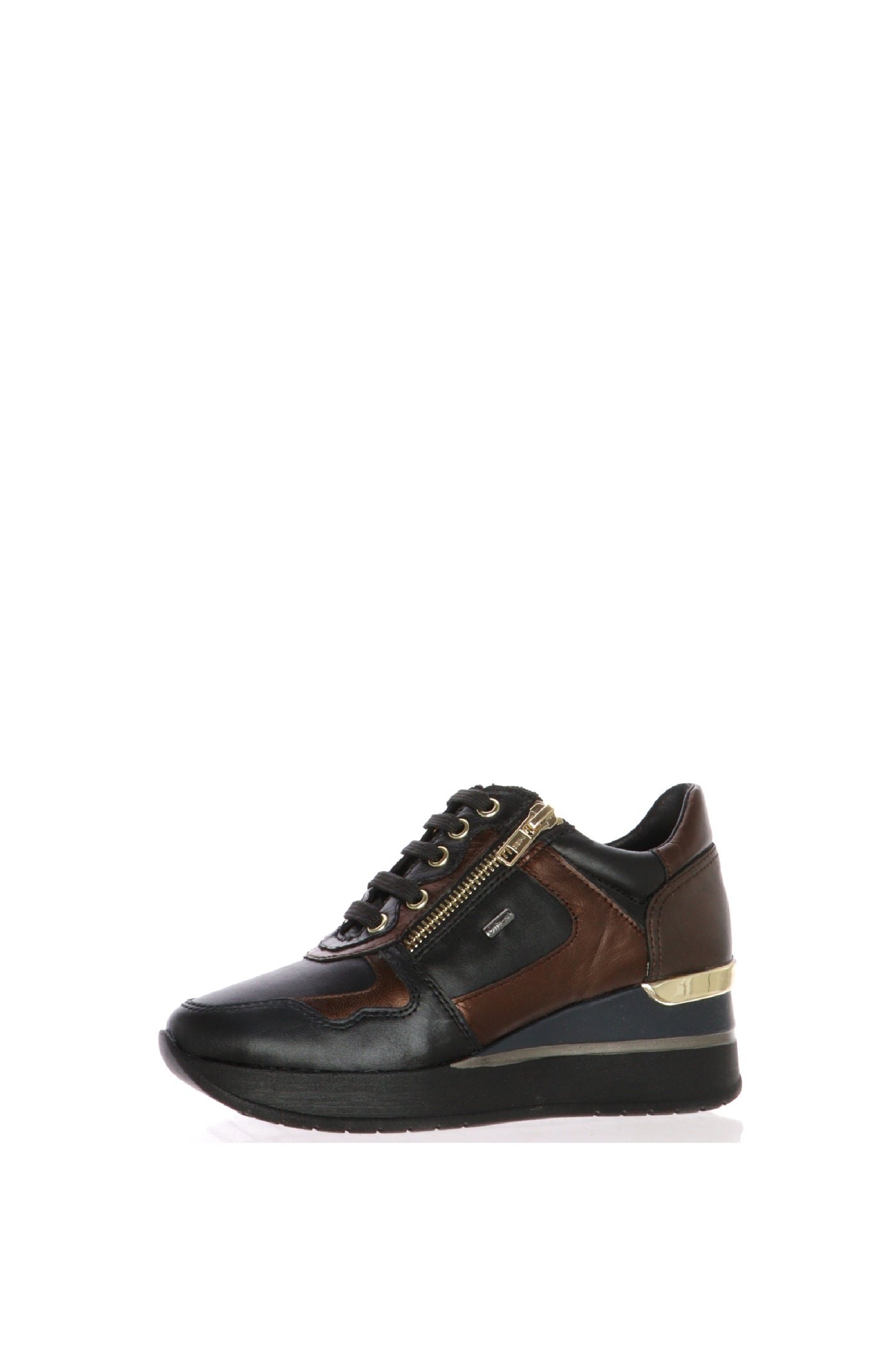 Sneakers in pelle nero  con lacci e cerniera Cinzia Soft 2
