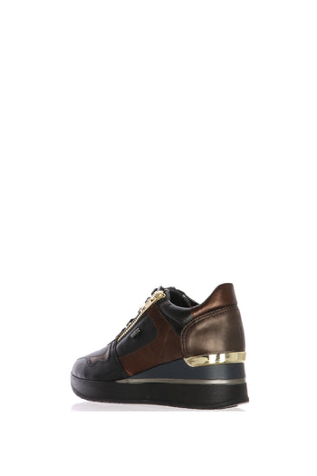 Sneakers in pelle nero  con lacci e cerniera Cinzia Soft - 4