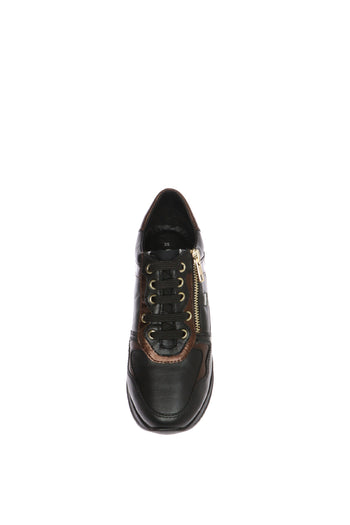 Sneakers in pelle nero  con lacci e cerniera Cinzia Soft - 6