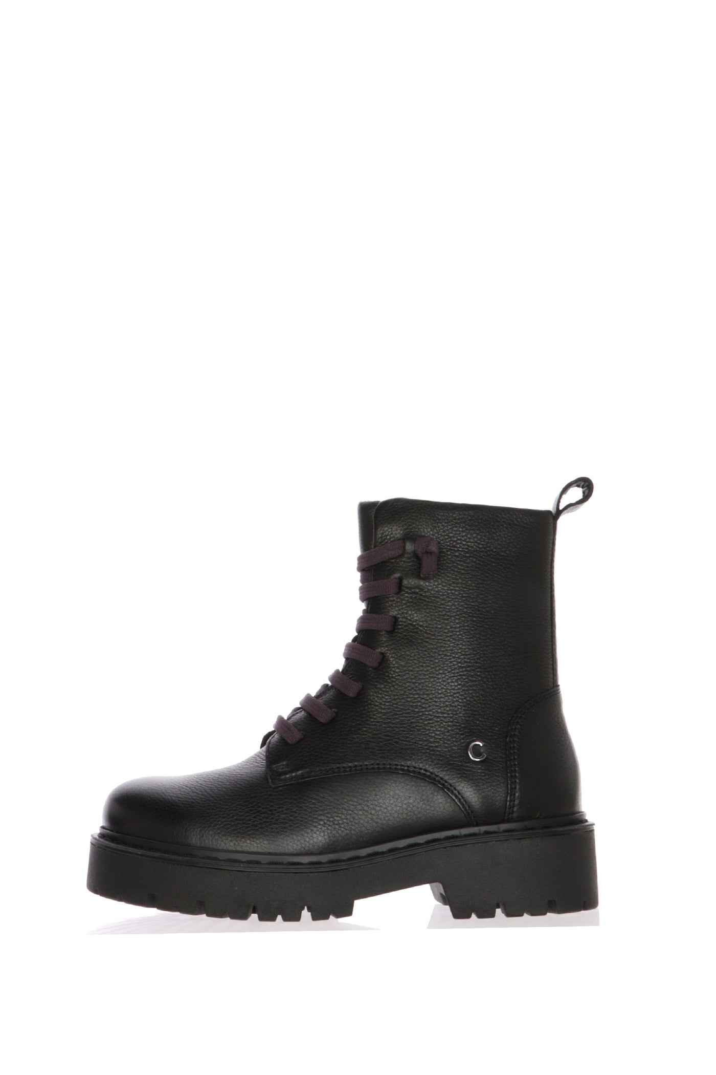 Anfibio  in pelle nero con lacci elastici viola Cinzia Soft