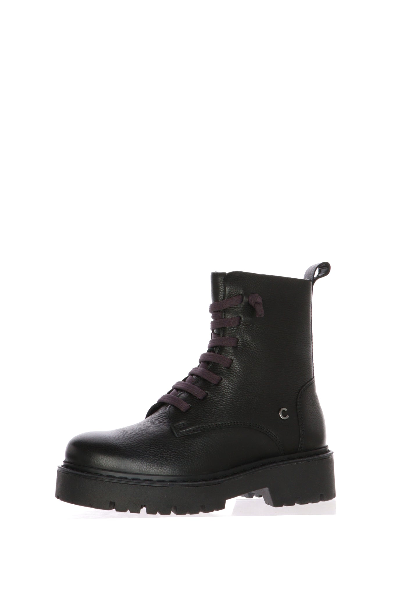 Anfibio  in pelle nero con lacci elastici viola Cinzia Soft 2
