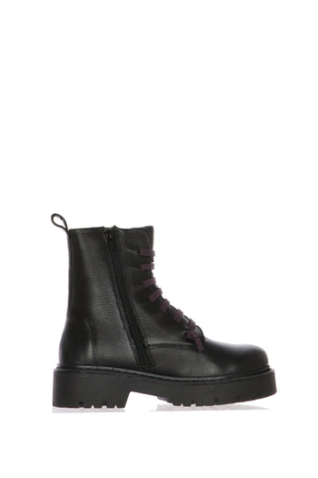 Anfibio  in pelle nero con lacci elastici viola Cinzia Soft - 3