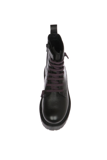 Anfibio  in pelle nero con lacci elastici viola Cinzia Soft - 6