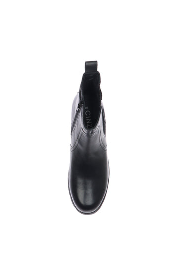 Stivaletto casual in pelle nera con cerniera - 4