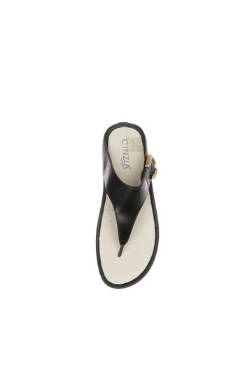 Infradito in pelle nera e oro  con strappo - 8