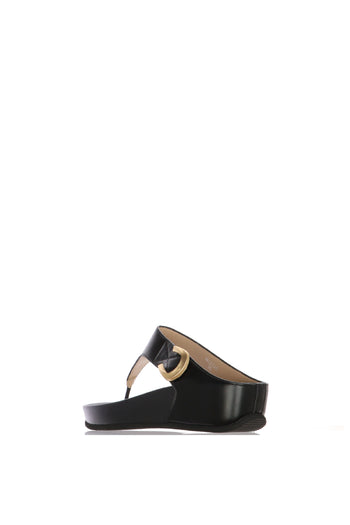 Infradito in pelle nera e oro  con strappo - 6