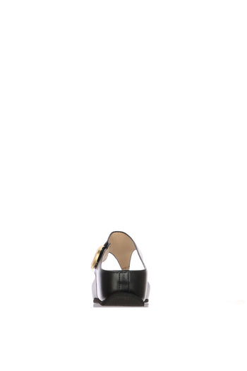 Infradito in pelle nera e oro  con strappo - 10