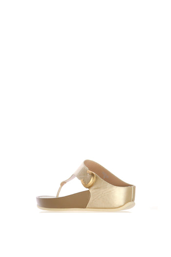Infradito in pelle nera e oro  con strappo - 7