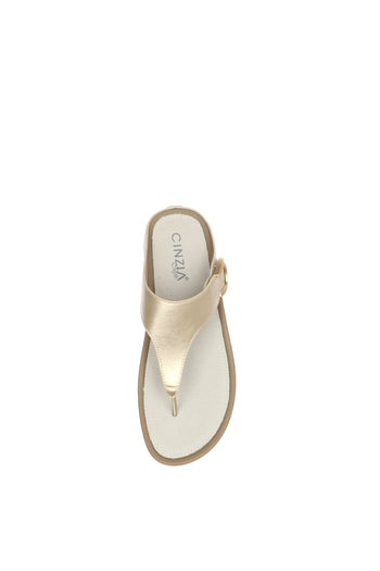 Infradito in pelle nera e oro  con strappo - 9