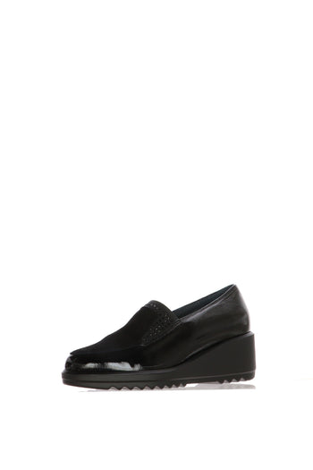 Mocassino Donna con Zeppa "Soffice Sogno" in Bordeaux e Vernice con Strass - 4