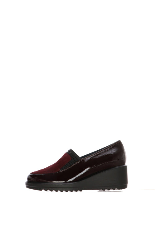 Mocassino Donna con Zeppa "Soffice Sogno" in Bordeaux e Vernice con Strass - 1