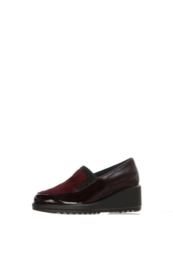 Mocassino Donna con Zeppa "Soffice Sogno" in Bordeaux e Vernice con Strass - 3