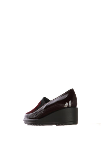 Mocassino Donna con Zeppa "Soffice Sogno" in Bordeaux e Vernice con Strass - 7