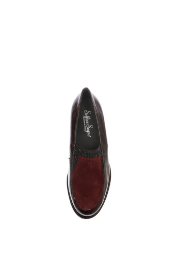 Mocassino Donna con Zeppa "Soffice Sogno" in Bordeaux e Vernice con Strass - 11