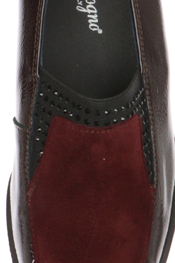 Mocassino Donna con Zeppa "Soffice Sogno" in Bordeaux e Vernice con Strass - 5