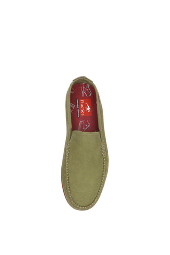 Mocassino Dorian in camoscio verde oliva  beige e blue jeans - 7
