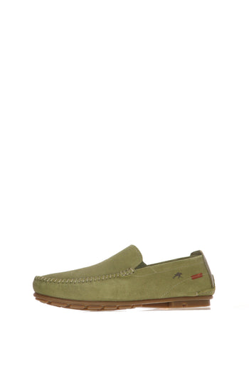 Mocassino Dorian in camoscio verde oliva  beige e blue jeans - 4