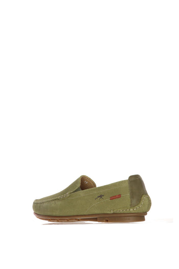 Mocassino Dorian in camoscio verde oliva  beige e blue jeans - 10