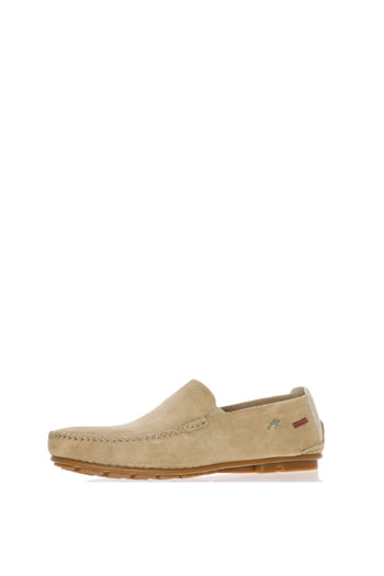 Mocassino Dorian in camoscio verde oliva  beige e blue jeans - 5