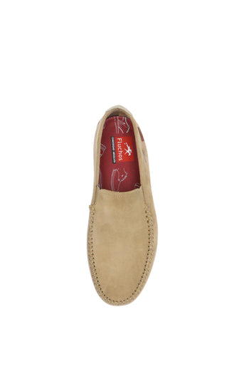 Mocassino Dorian in camoscio verde oliva  beige e blue jeans - 8